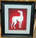 White Greyhound on Red - Click For Enlargement
