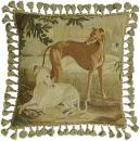 Aubusson Greyhound Pillow - One Standing - One Resting - Click For Enlargement